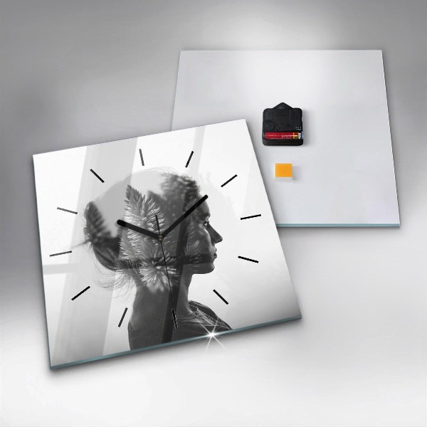 Horloge carrée en verre 'Portrait d''une femme'