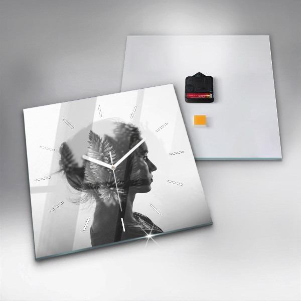 Horloge carrée en verre 'Portrait d''une femme'