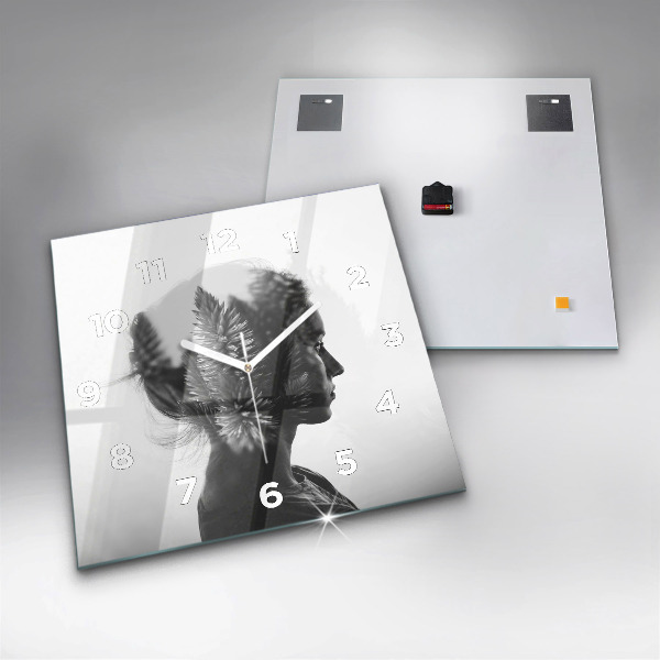Horloge carrée en verre 'Portrait d''une femme'