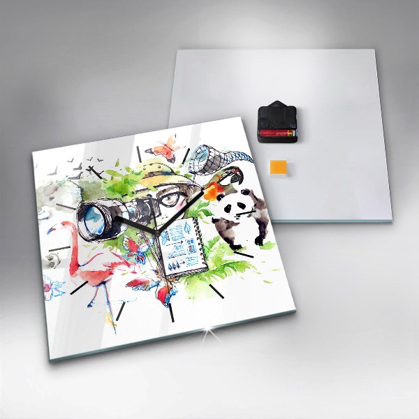 Horloge carrée en verre Zoologiste