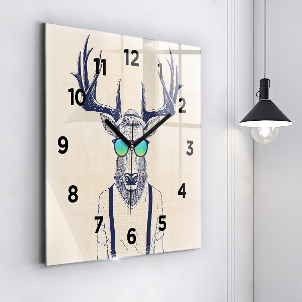 Horloge carrée en verre Cerf abstrait