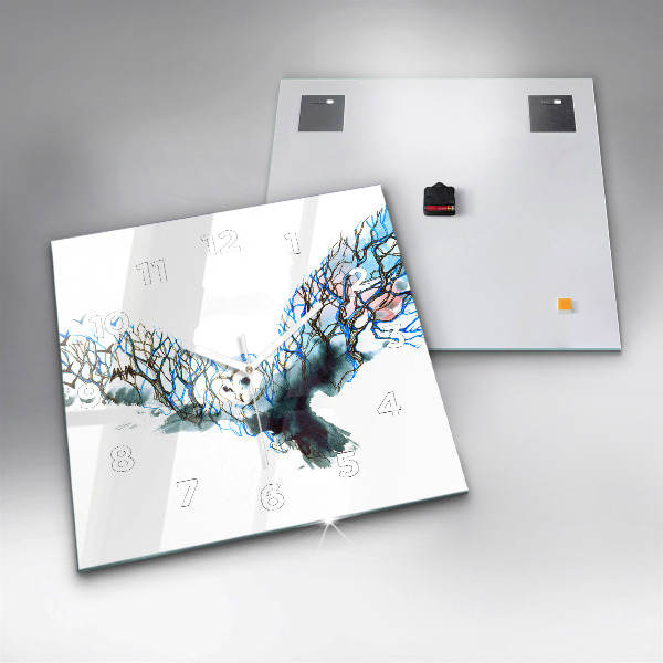 Horloge carrée en verre Liberté et nature des oiseaux