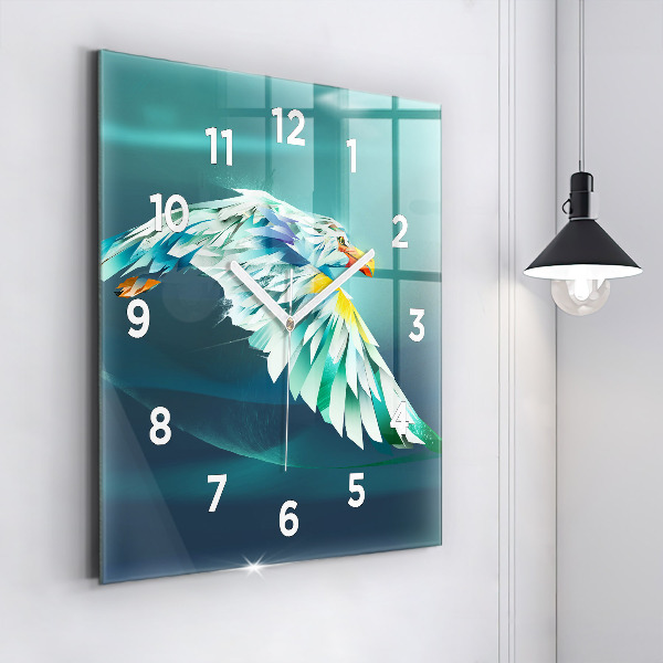 Horloge carrée en verre 'Image d''un aigle en vol'