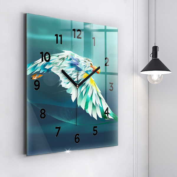 Horloge carrée en verre 'Image d''un aigle en vol'