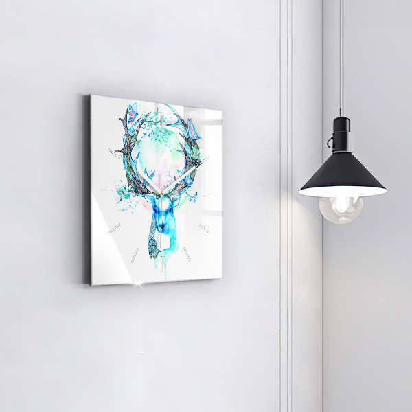 Horloge carrée en verre Illustration de cerf