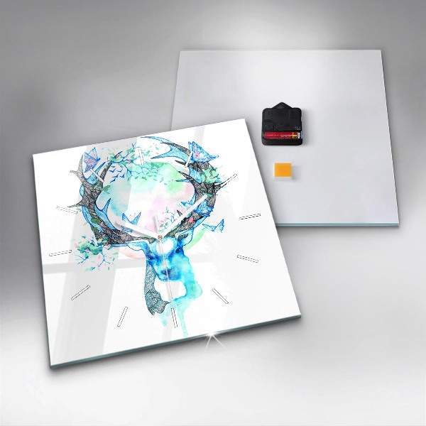 Horloge carrée en verre Illustration de cerf