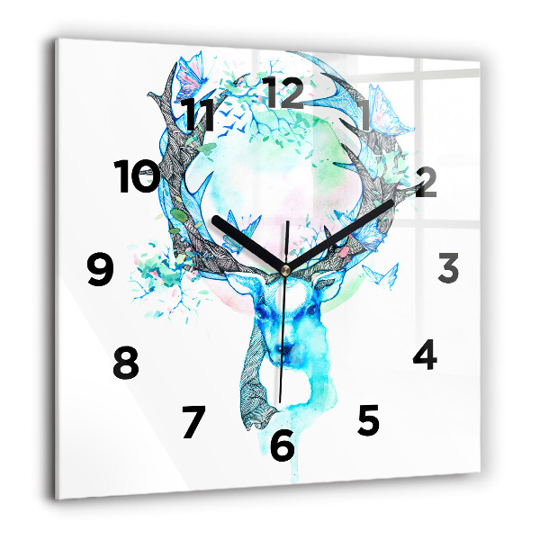 Horloge carrée en verre Illustration de cerf