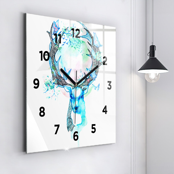 Horloge carrée en verre Illustration de cerf