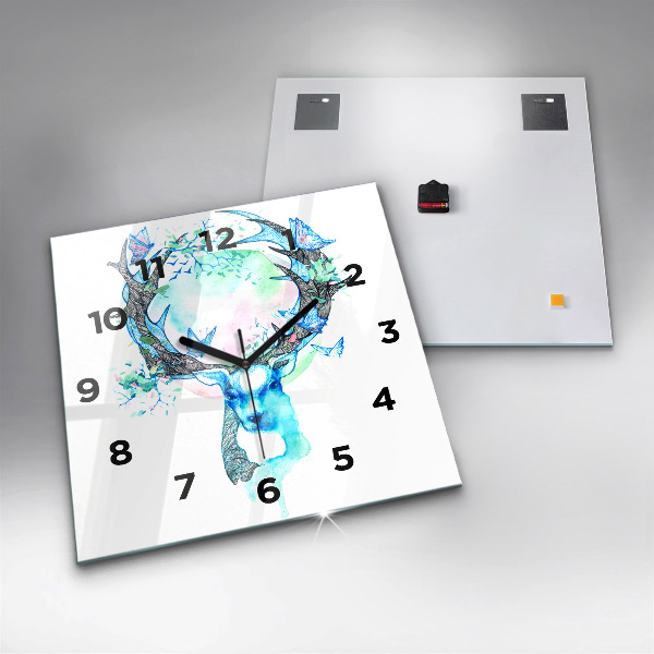 Horloge carrée en verre Illustration de cerf