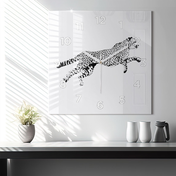 Horloge carrée en verre 'Silhouette d''une panthère'