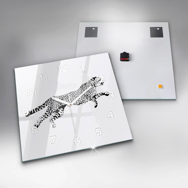 Horloge carrée en verre 'Silhouette d''une panthère'