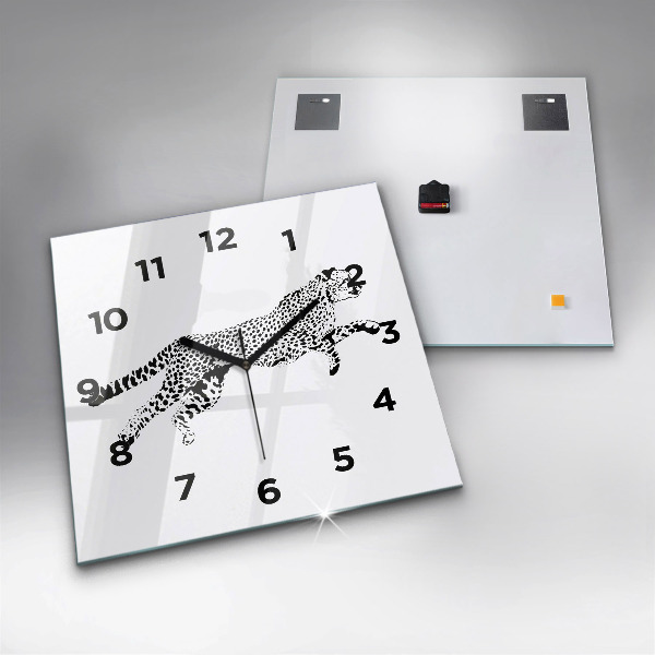 Horloge carrée en verre 'Silhouette d''une panthère'