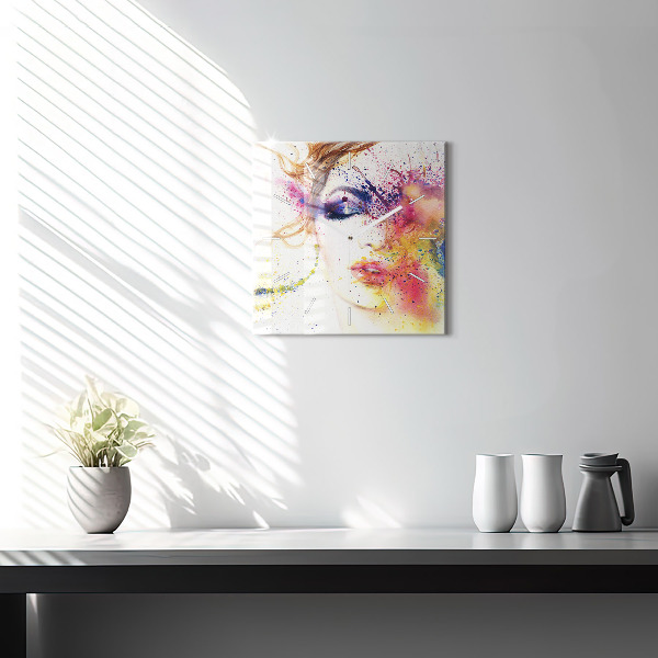 Horloge carrée en verre 'Portrait d''une femme mystérieuse'