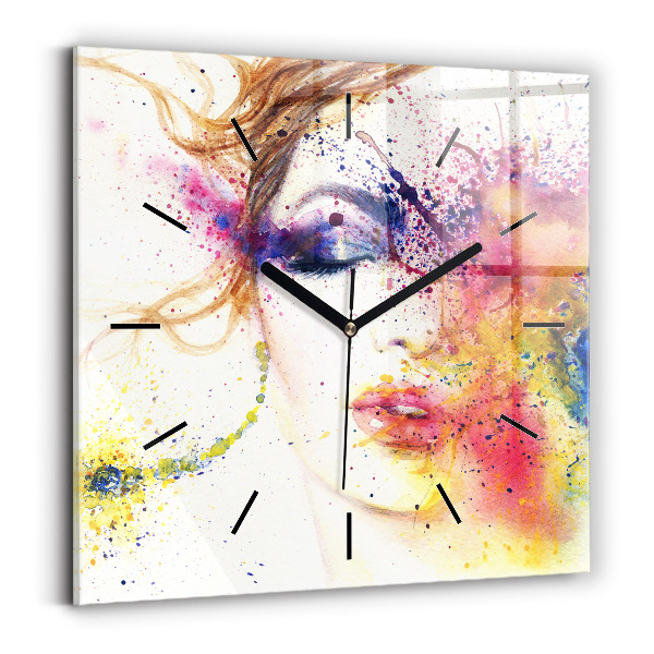 Horloge carrée en verre 'Portrait d''une femme mystérieuse'