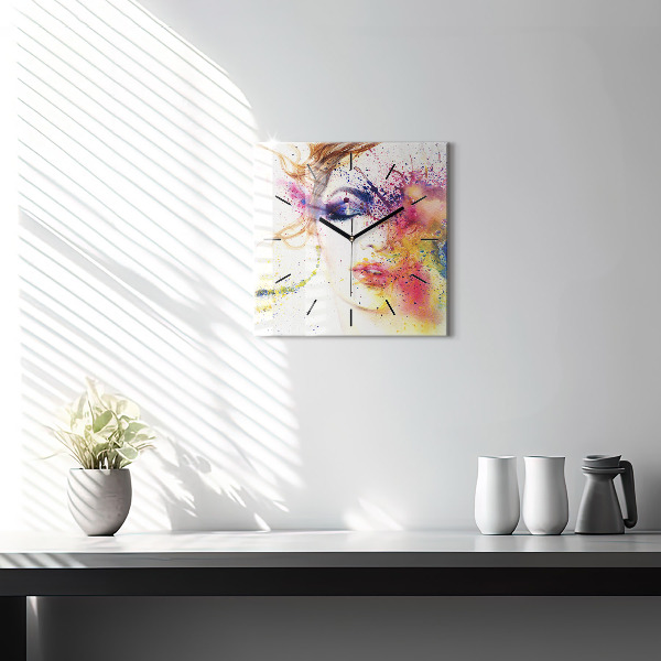 Horloge carrée en verre 'Portrait d''une femme mystérieuse'