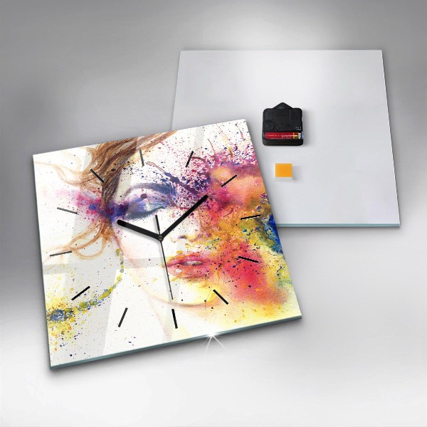 Horloge carrée en verre 'Portrait d''une femme mystérieuse'