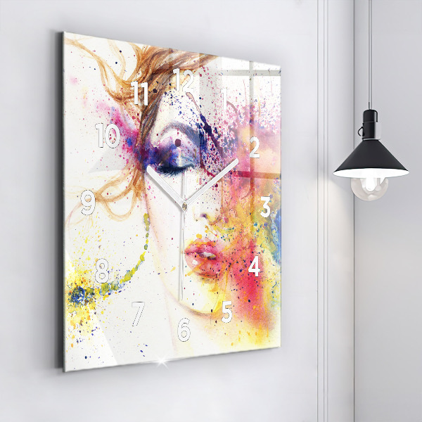 Horloge carrée en verre 'Portrait d''une femme mystérieuse'