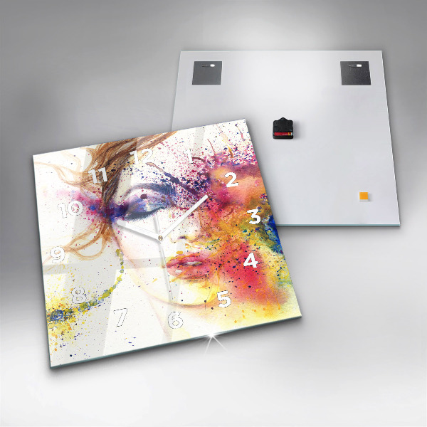 Horloge carrée en verre 'Portrait d''une femme mystérieuse'