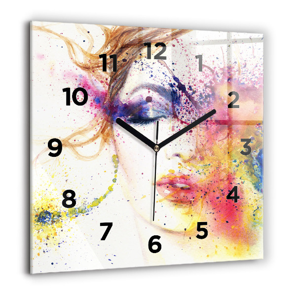 Horloge carrée en verre 'Portrait d''une femme mystérieuse'
