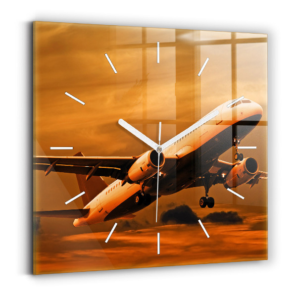 Horloge murale carrée Voyager en avion