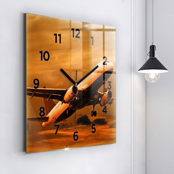 Horloge murale carrée Voyager en avion