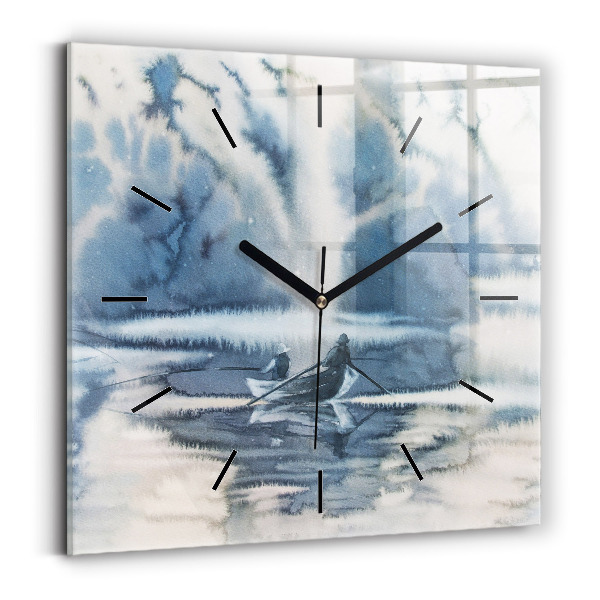 Horloge carrée en verre 'Lac d''hiver de Łódka'