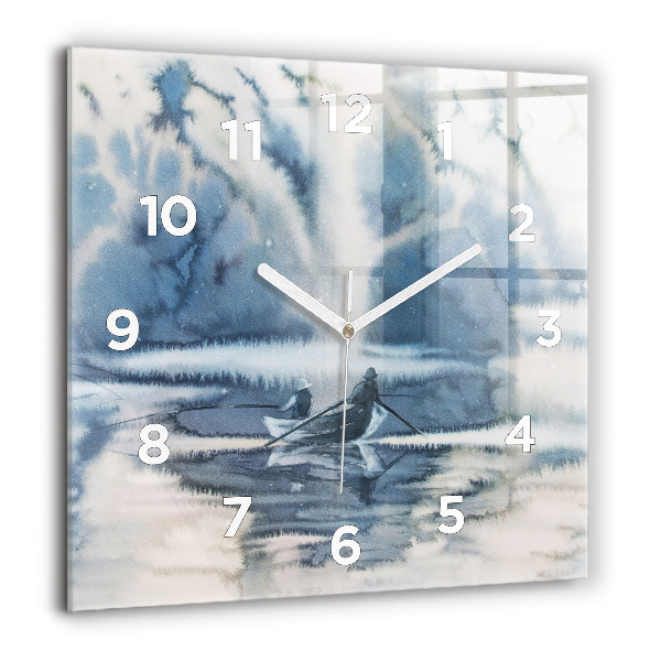 Horloge carrée en verre 'Lac d''hiver de Łódka'