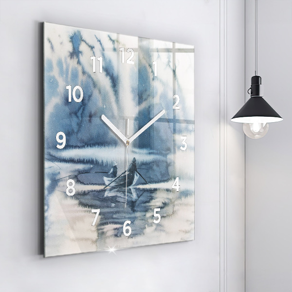 Horloge carrée en verre 'Lac d''hiver de Łódka'