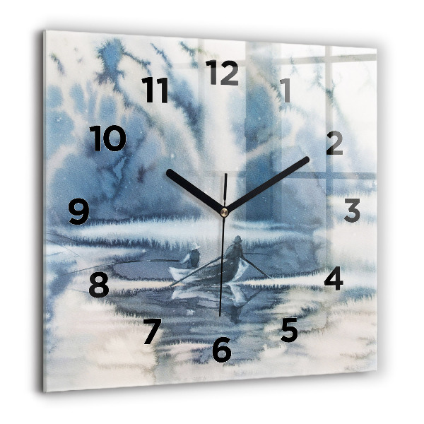 Horloge carrée en verre 'Lac d''hiver de Łódka'