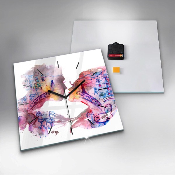 Horloge carrée en verre Deux corps, une âme