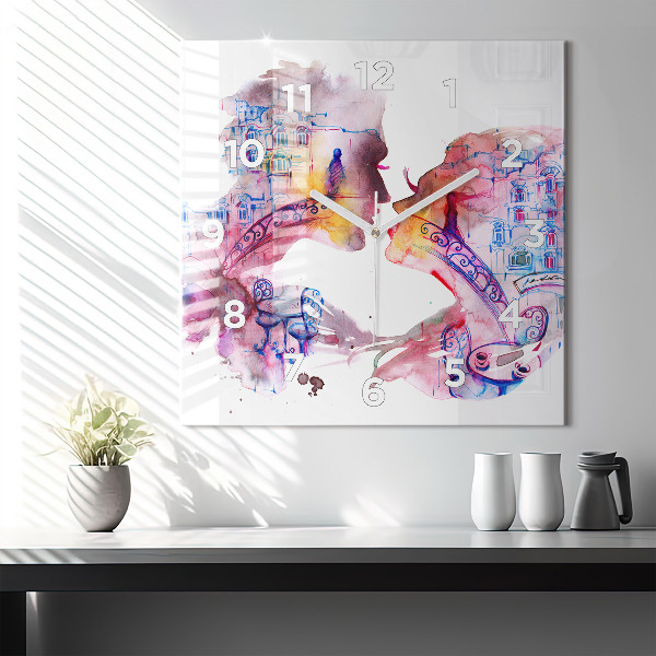 Horloge carrée en verre Deux corps, une âme