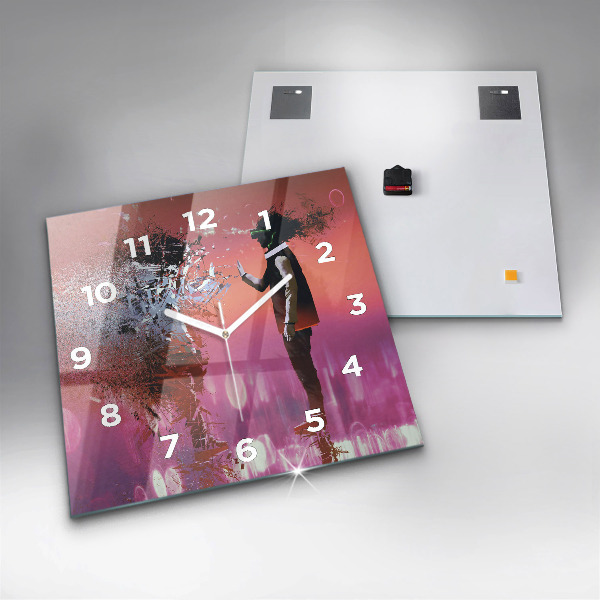 Horloge carrée en verre Cyberespace