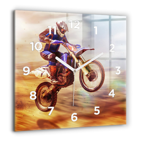 Horloge carrée en verre Motocross Enduro
