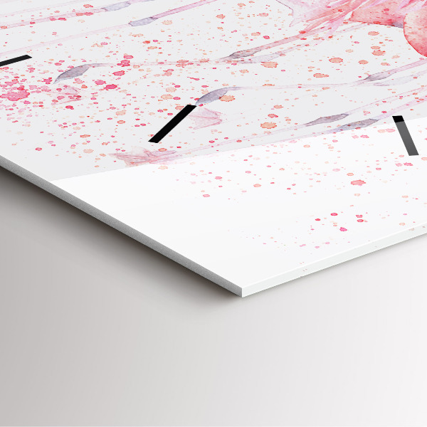 Horloge carrée en verre Un bouquet de flamants roses