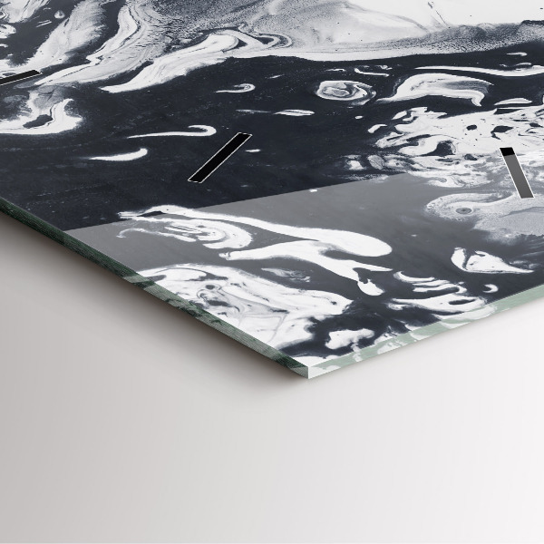 Horloge carrée en verre 'Marbre à l''encre abstrait'