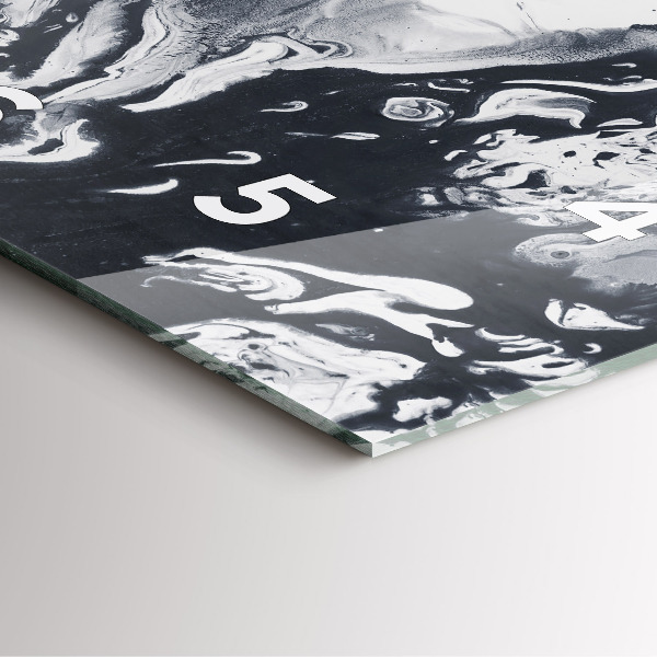 Horloge carrée en verre 'Marbre à l''encre abstrait'