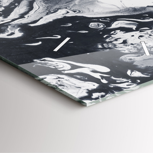 Horloge carrée en verre 'Marbre à l''encre abstrait'