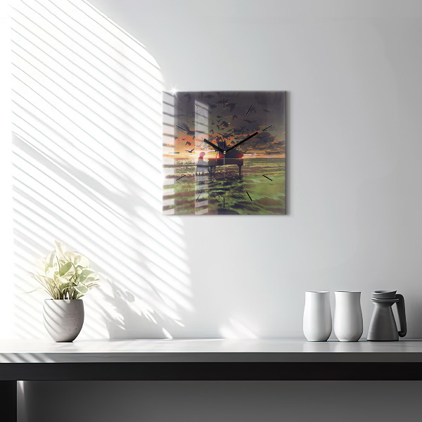 Horloge carrée en verre Concert sur la plage