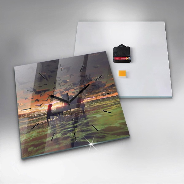 Horloge carrée en verre Concert sur la plage