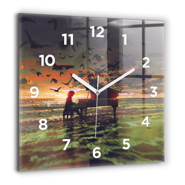 Horloge carrée en verre Concert sur la plage