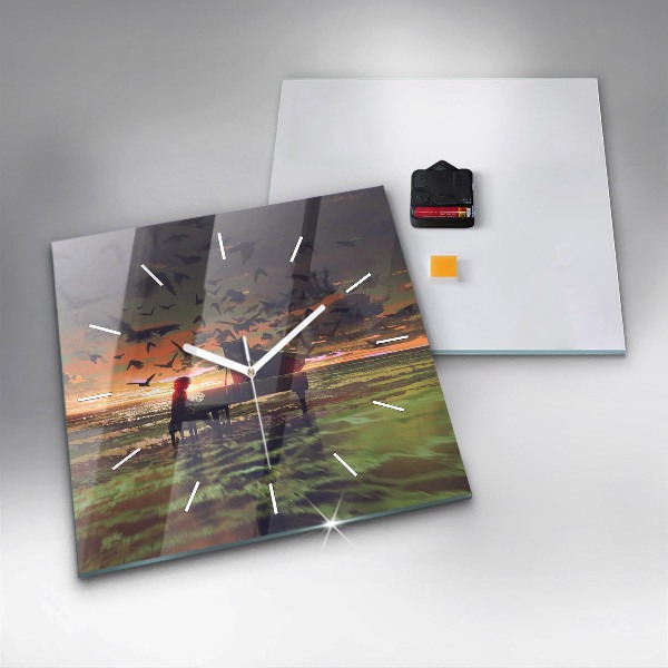 Horloge carrée en verre Concert sur la plage