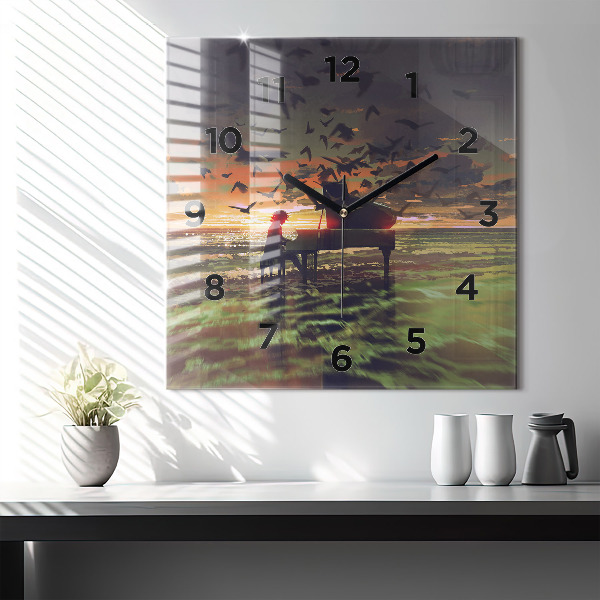 Horloge carrée en verre Concert sur la plage