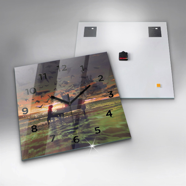 Horloge carrée en verre Concert sur la plage