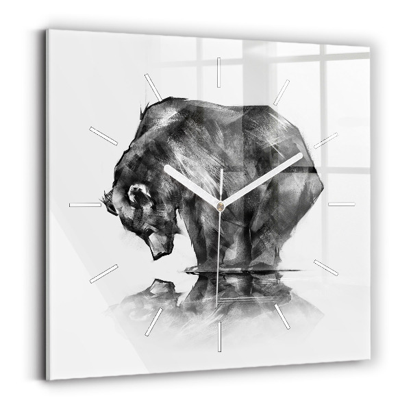 Horloge carrée en verre Ours de dessin animé
