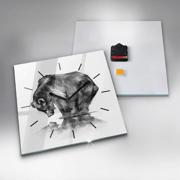 Horloge carrée en verre Ours de dessin animé