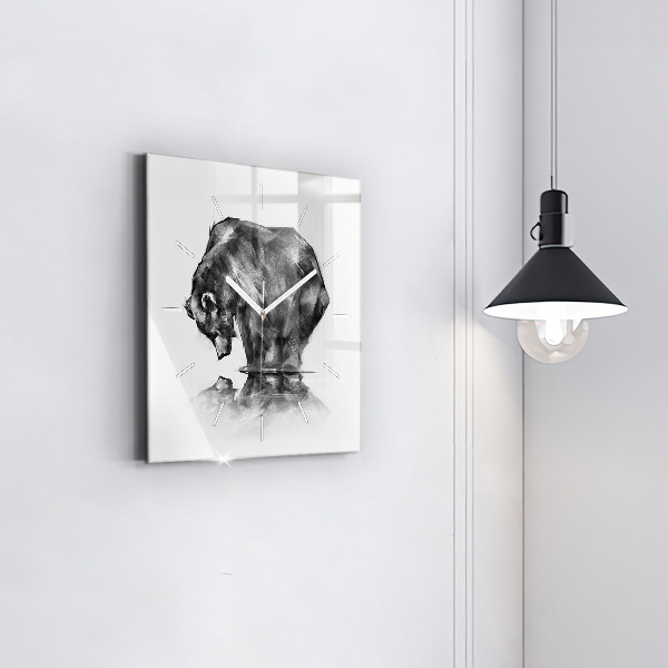 Horloge carrée en verre Ours de dessin animé