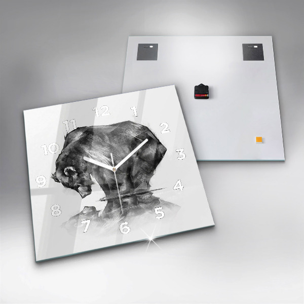 Horloge carrée en verre Ours de dessin animé