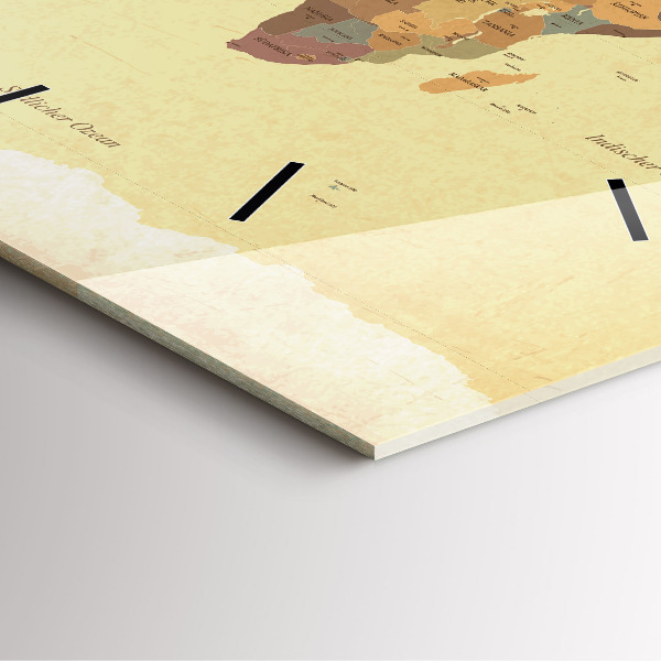 Horloge carrée en verre Carte du monde vintage