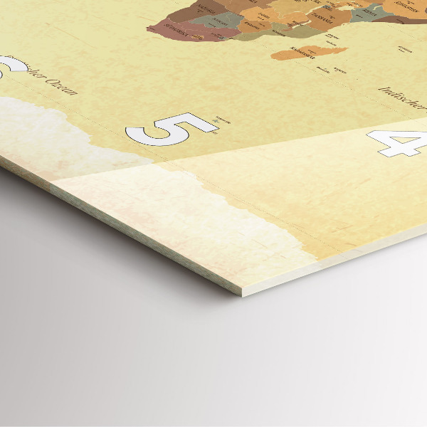 Horloge carrée en verre Carte du monde vintage