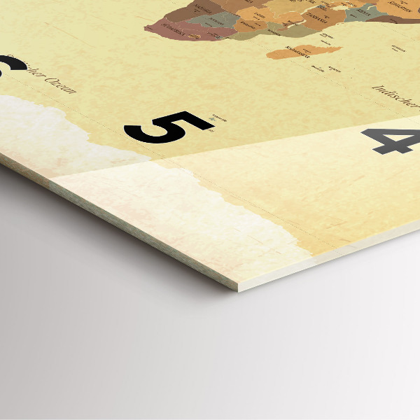 Horloge carrée en verre Carte du monde vintage